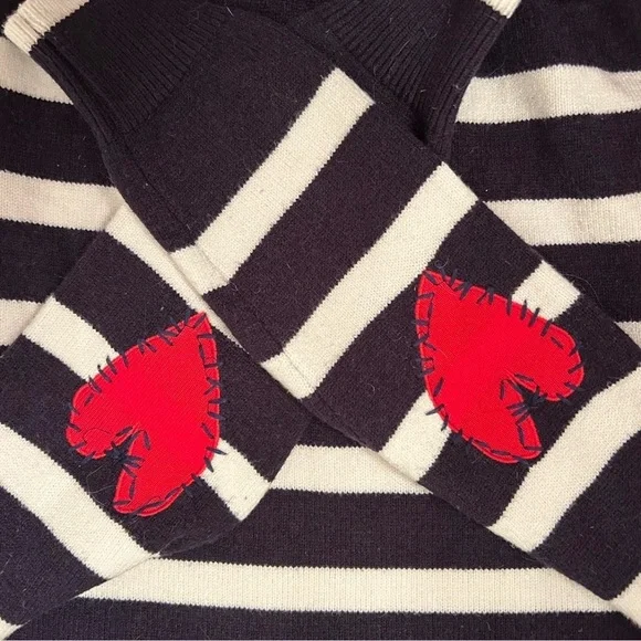 Kerri Rosenthal Striped Navy & White Pullover Sweater Je T'aime - L - Picture 3 of 5